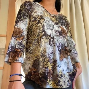 Mesh abstract print top